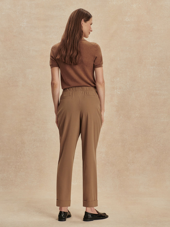Taupe Stone|Alana Slim Tapered Cuff Pant 2.0 in Taupe Stone, size 27, front view with slim tapered leg and cuff at ankle.