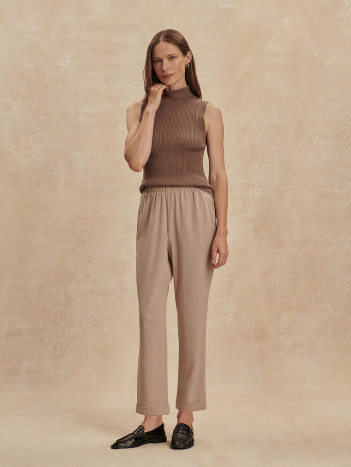 Simply Taupe|ALANA SLIM TAPERED CUFF PANT 2.0 in Simply Taupe, product photo of a slim tapered cuff pant.