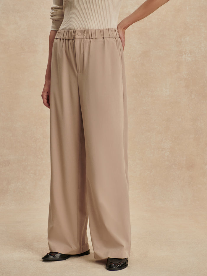 Simply Taupe|Front view of the KAYSON WIDE LEG PANT 2.0 in Simply Taupe, size 32, showcasing a relaxed wide-leg silhouette.