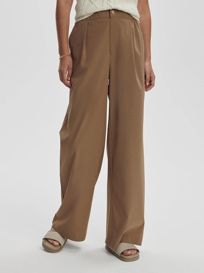 Taupe Stone|Kayson Wide Leg pants in Taupe Stone, front view showing the wide-leg silhouette.