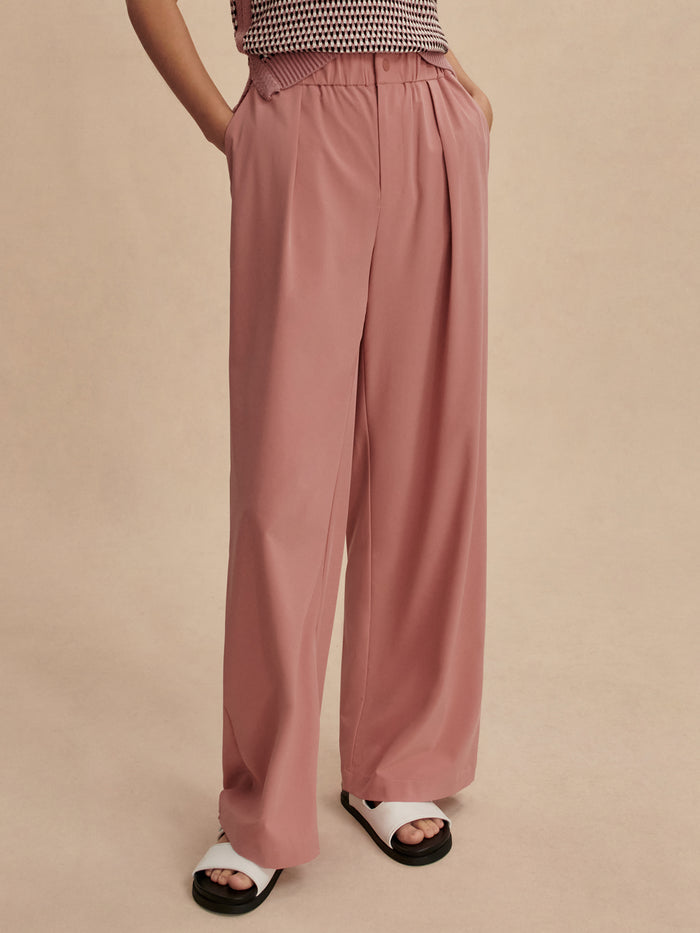 Ash Rose|Kayson Wide Leg 32 Ash Rose pants, full-length silhouette in soft Ash Rose fabric.