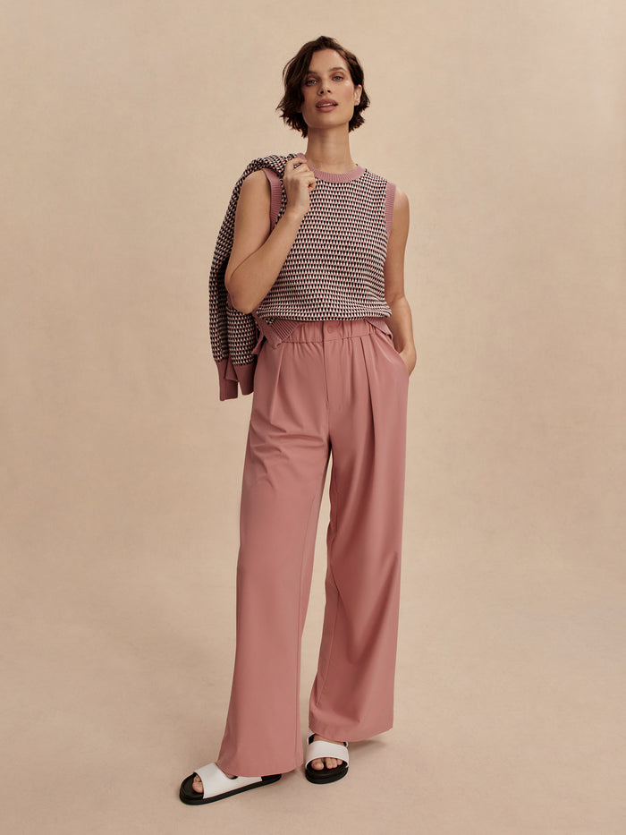 Ash Rose|KAYSON WIDE LEG pants in Ash Rose, size 32, front view showcasing the relaxed wide-leg silhouette.