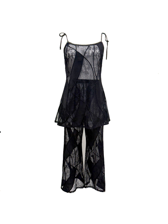 Lithos Black Embroidered Tunic