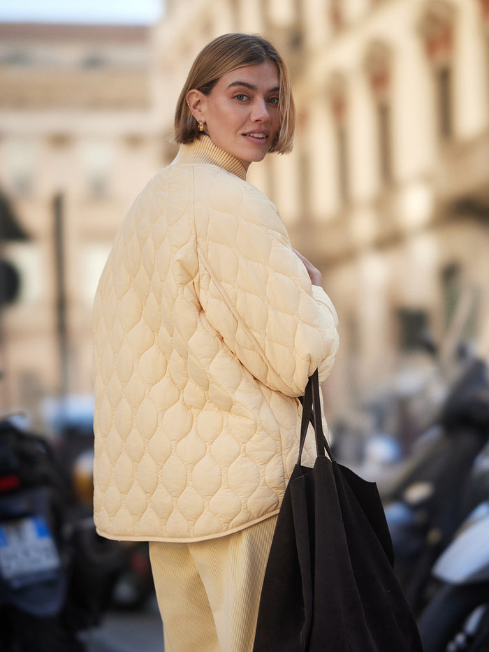 Reed Yellow|Front view of Luca Quilted Jacket Reed Yellow, a quilted jacket in Reed Yellow.