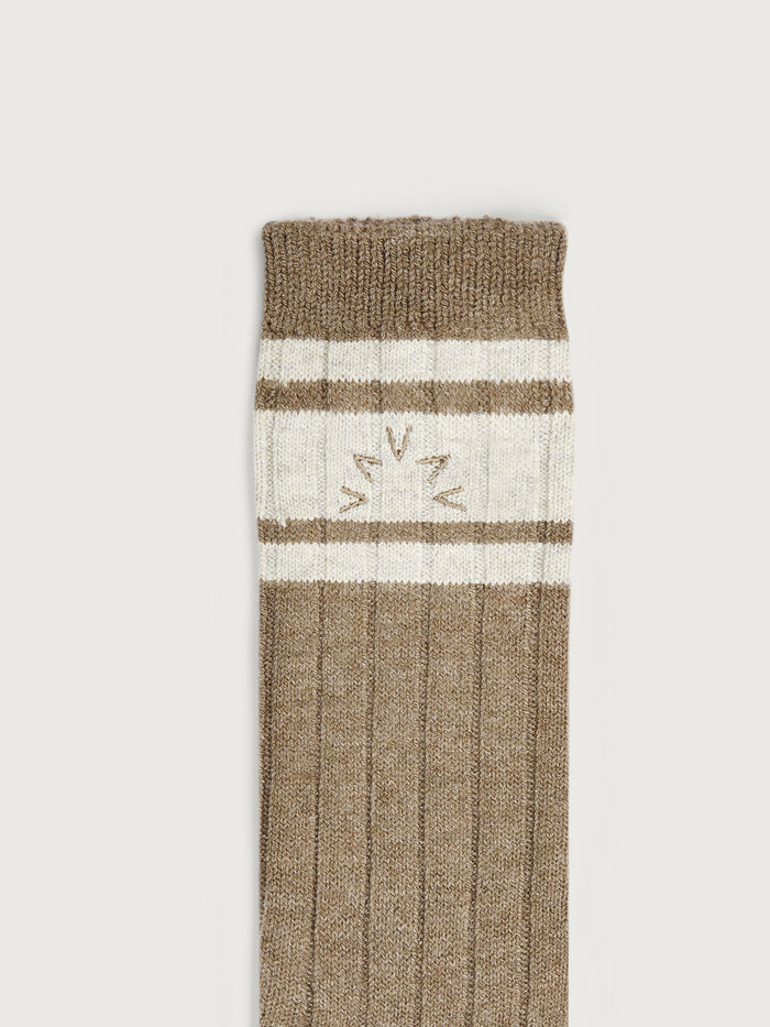 Taupe Marl|Malissa Plush Wide Rib Sock in Mink Taupe Marl, soft plush knit with a wide rib for cosy everyday wear.