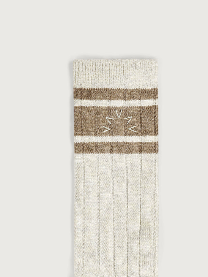Ivory Marl|Malissa Plush Wide Rib Sock in Ivory Marl, plush-knit sock with a wide rib texture for cozy comfort.