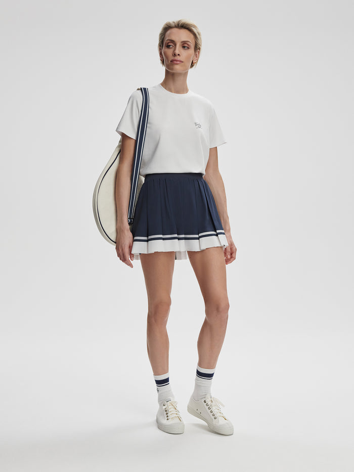 Blue Nights/ White|Mariam Midrise Skort in Blue Nights with White trim, front view.