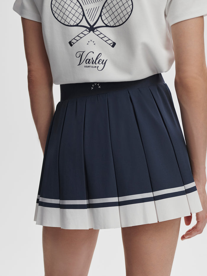 Blue Nights/ White|Mariam Midrise Skort in Blue Nights with White panels, front view highlighting the midrise waistband and clean silhouette.