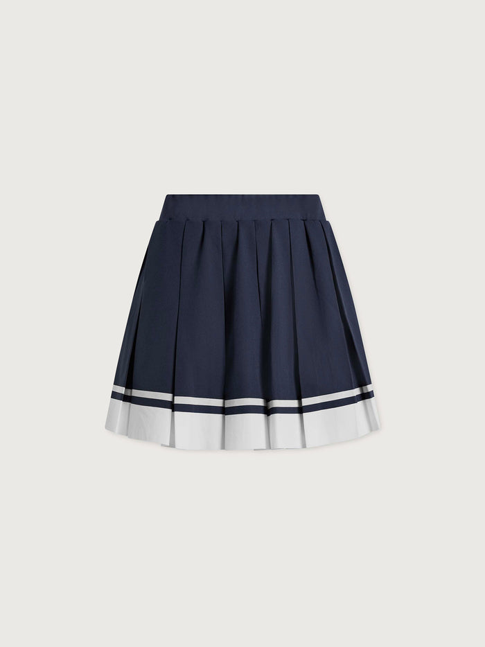 Blue Nights/ White|Front view of the Mariam Midrise Skort in Blue Night with White panels, featuring a mid-rise waistband and clean silhouette.