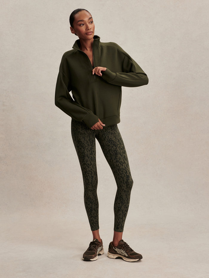 Dark Resin Green|Marissa Half Zip Midlayer in Dark Resin Green, front view highlighting a high collar and half-zip.