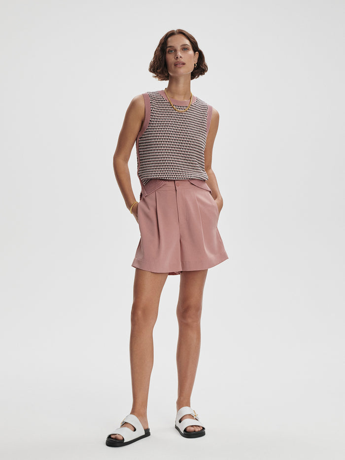 Ash Rose|Mariya Easy Pleat Short in Ash Rose, product image showcasing pleated design and relaxed fit.