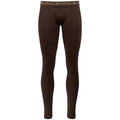 Brown base layer leggings with a First Lite branded elastic waistband and a front pouch.