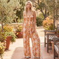 Mittoshop Flower Print Jumpsuit - Gathered Bust Sleeveless Style