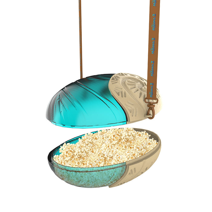 Angled view of the 120 oz. Moana popcorn bucket showing its detailed sculpt and texture