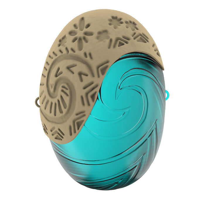 Detailed view of the textured blue resin finish on the Moana 2 collectible bucket