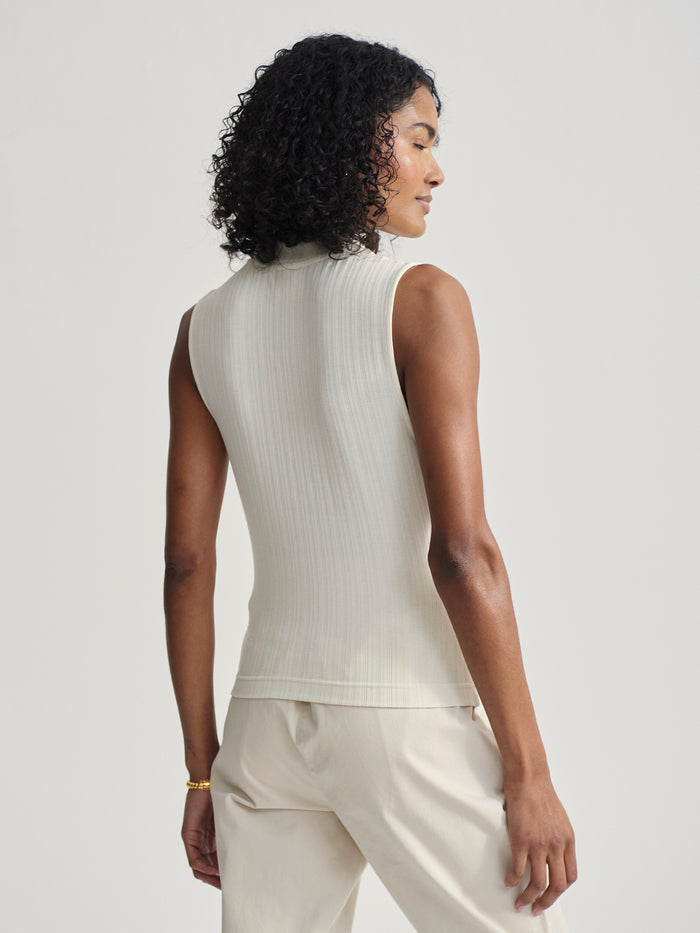 Birch|Caley Fitted Tank 2.0 Birch, front-view product shot of a sleeveless fitted tank top in a Birch shade, highlighting clean lines and soft fabric.