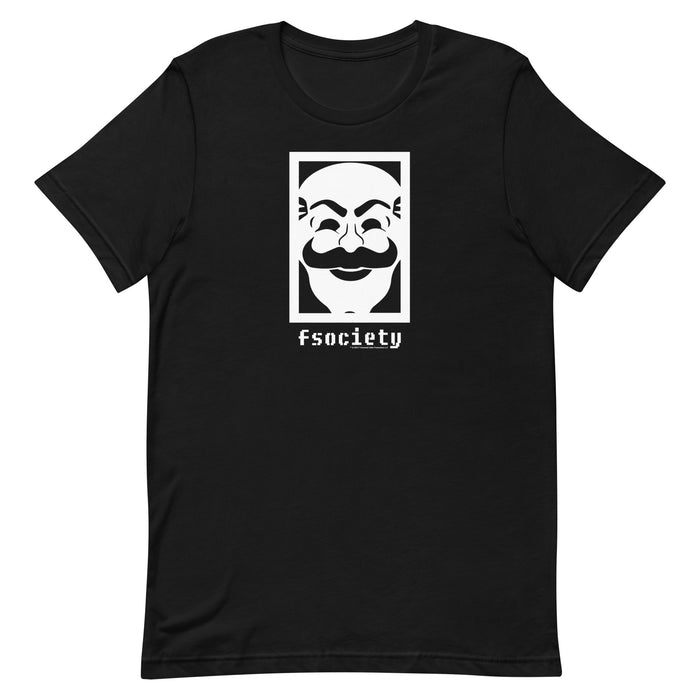 Mr. Robot fsociety T-Shirt front view on black