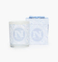 Nell's Candle in December in New York color: Blue Skiers Toile