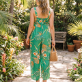 ODDI Full Size Floral Sleeveless Wide Leg Jumpsuit