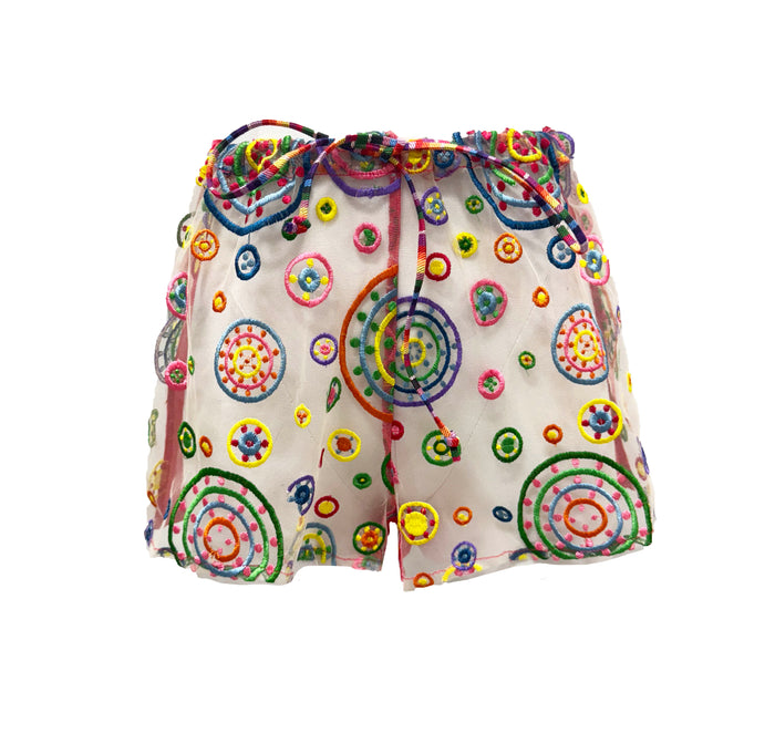 Pachamama Embroidered Tulle Sheer Shorts