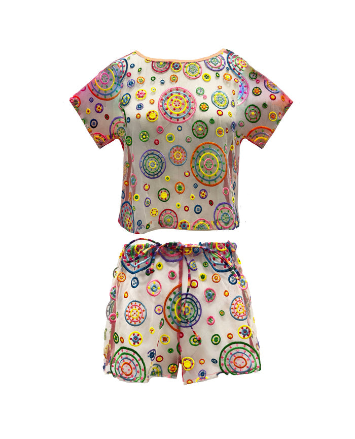 Pachamama Embroidered Tulle Short Set