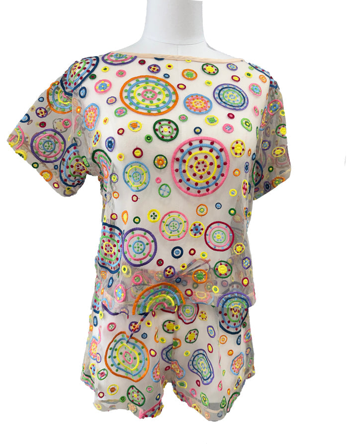 Pachamama Embroidered Tulle Short Sleeve Tee
