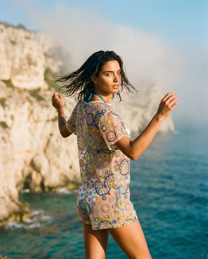 Pachamama Embroidered Tulle Short Sleeve Tee