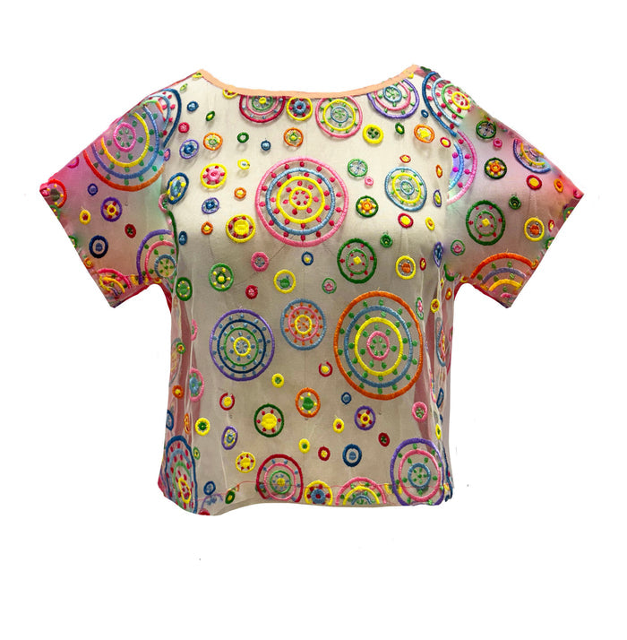 Pachamama Embroidered Tulle Short Sleeve Tee