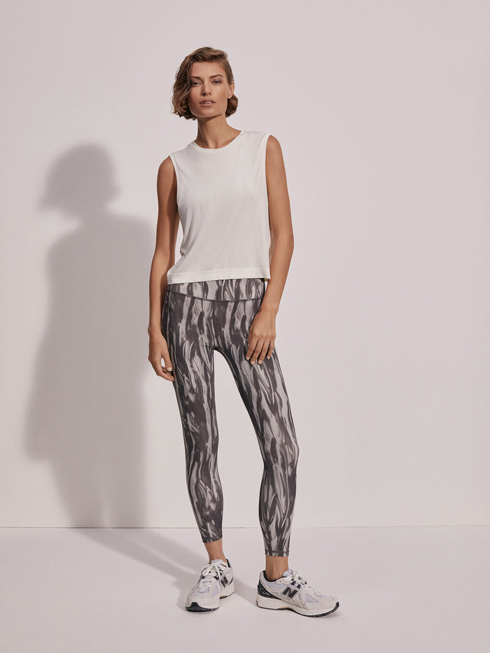 Snow White|Front view of the Varley Seamless Crop Tank in Snow White, a cropped sleeveless top with seamless construction in crisp white.