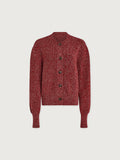Red Flecked|Patricia Rib Cardigan Red Flecked, knit cardigan with rib texture and long sleeves.