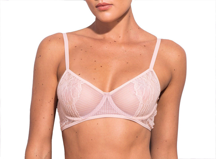 Petunia Lace and Stripe Tulle Soft Underwire Bra - Carol Coelho Intimates
