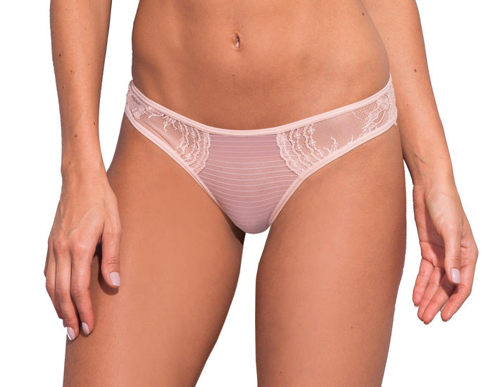 Petunia Lace and Stripe Tulle Tanga - Carol Coelho Intimates