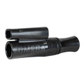 Black OMEGA HYBRID duck call featuring two parallel barrels, one with a square opening, and a flared mouthpiece.