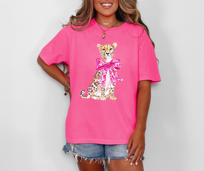 Pink Bow Cheetah