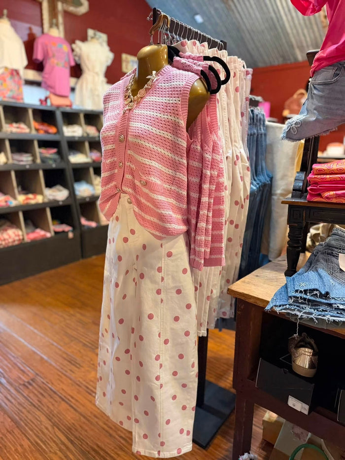 Pink Polka Dot Barrel Jeans