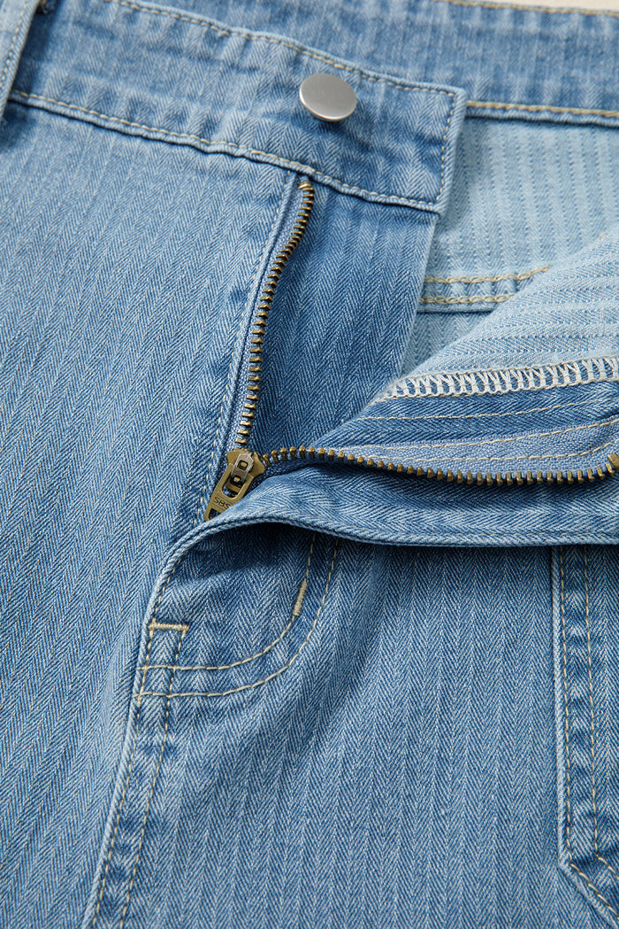 Plus Size Denim Textured Patch Pocket Jeans