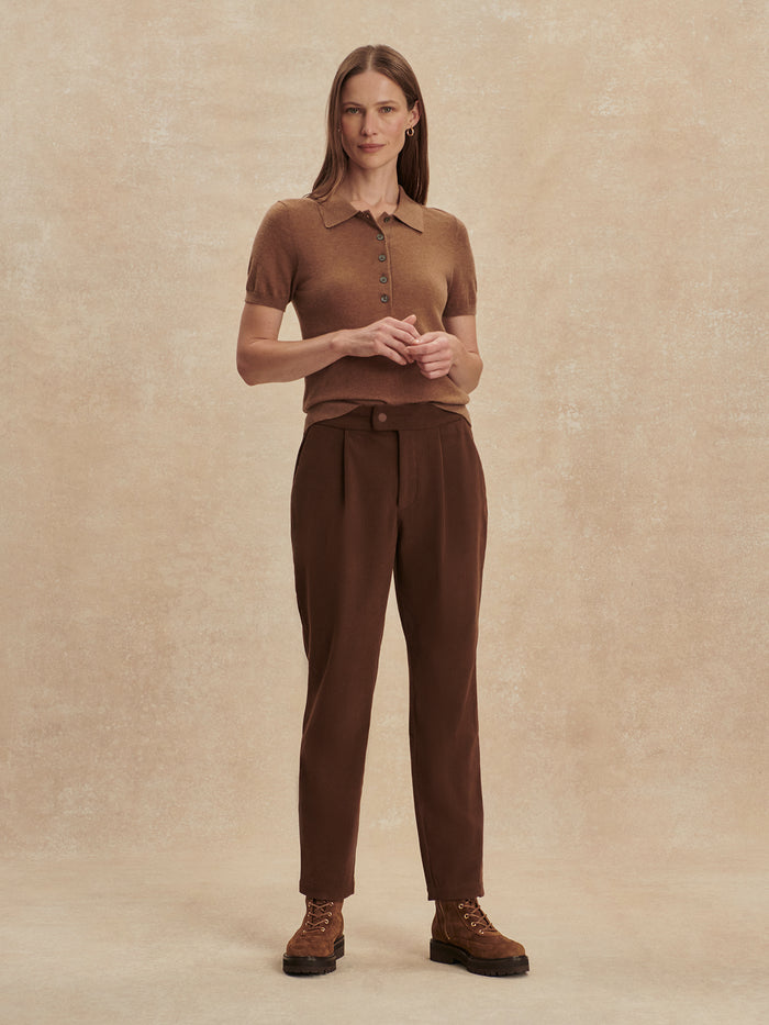 Dark Toffee|NELL REG TAPERED LEG PANT in Dark Toffee, size 29, full-length product image.