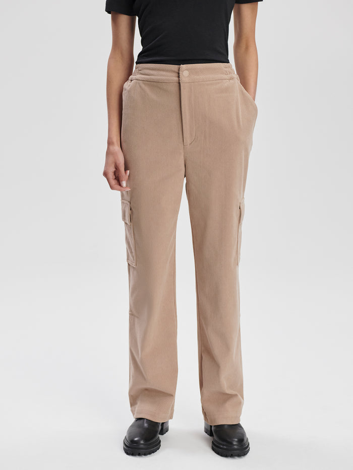 Stucco|Sabina Straight Leg 29 Stucco pants in beige, flat-lay photo showing full-length straight-leg silhouette and tailored fit.