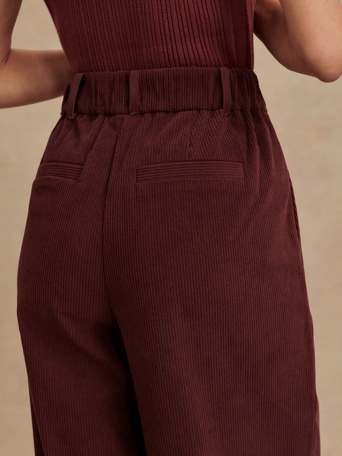 Decadent Chocolate|Floris Wide Leg pants in Decadent Chocolate, front view showing a full-length wide-leg silhouette with a 29.5-inch inseam.
