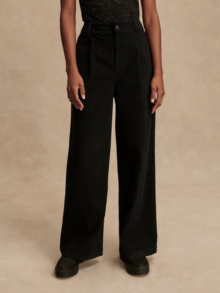 Black|Floris Wide Leg 29.5 Black pants, full-length wide-leg silhouette, 29.5-inch inseam.