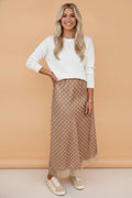 Polka Dot Lace Hem Midi Skirt