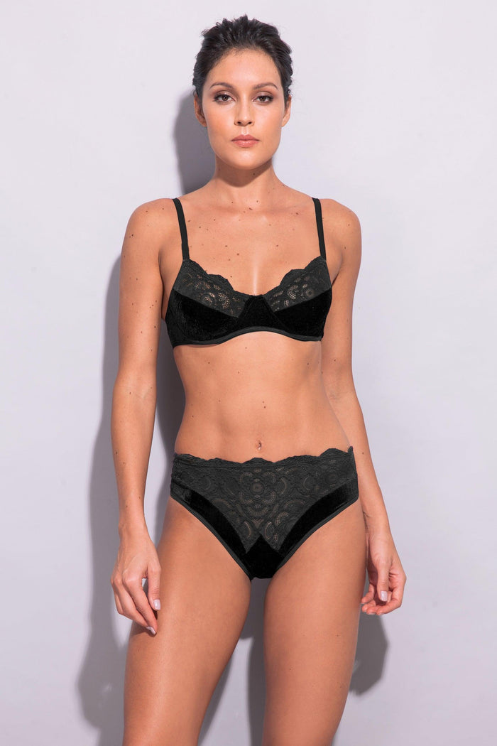 Pomegranate Love Lace and Velvet Bra - Carol Coelho Intimates