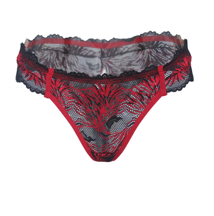 Pomegranate Love Lace Brazilian Tanga - Carol Coelho Intimates