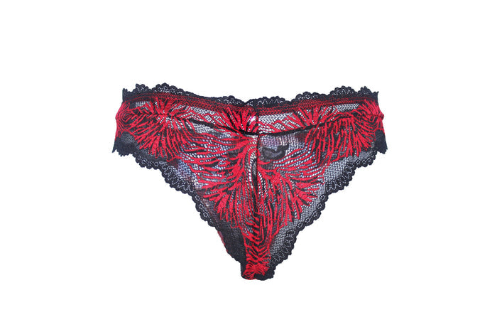 Pomegranate Love Lace Brazilian Tanga - Carol Coelho Intimates