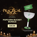 Practical Magic 2 Popcorn Bucket Bundle featuring collectible margarita popcorn bucket and movie ticket