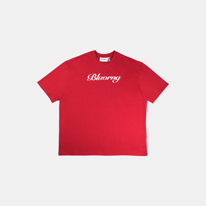 Oversized red premium t-shirt with front-back print