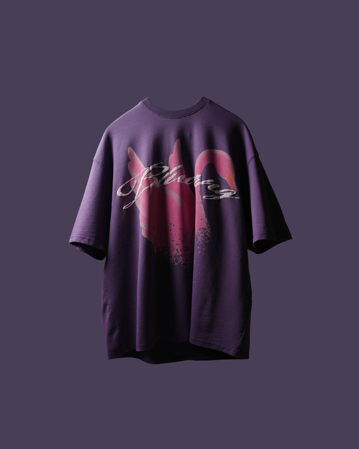 Ribbed Neckline Purple T Shirt