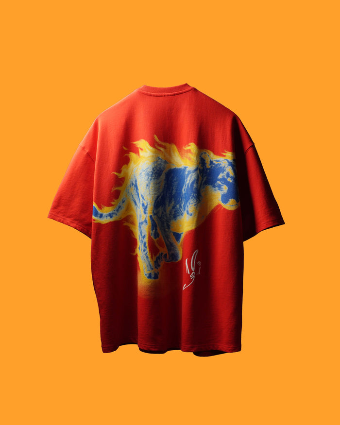 Cotton Terry Red Oversized Tee