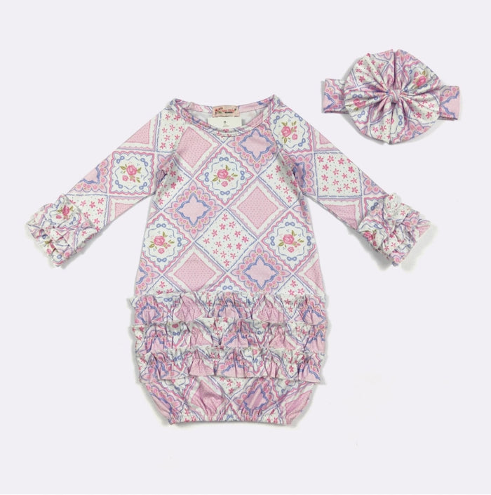 Quilted Rose Baby Gown