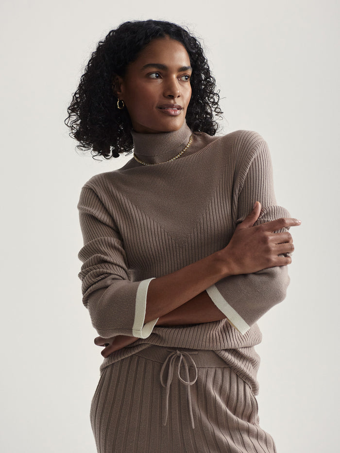 Ravena Rib Knit High Neck Top
